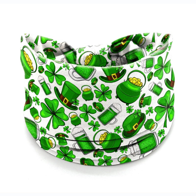 Wholesale St. Patrick's Day Printed Irish Shamrock Elastic Hairband Wide Bandana